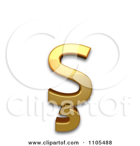 3d Gold  small letter s with cedilla Clipart Royalty Free CGI Illustration by Leo Blanchette