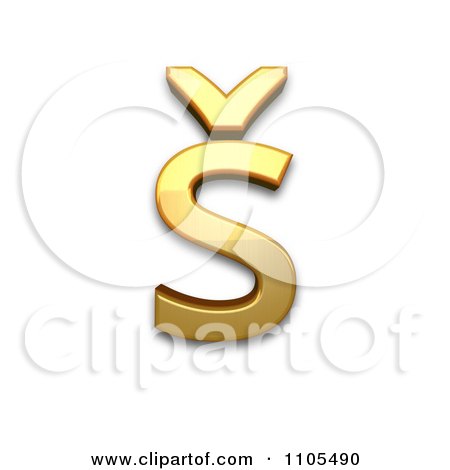 3d Gold  small letter s with caron Clipart Royalty Free CGI Illustration by Leo Blanchette