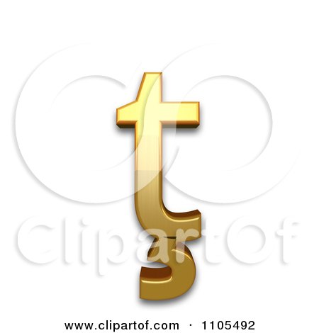 3d Gold  small letter t with cedilla Clipart Royalty Free CGI Illustration by Leo Blanchette