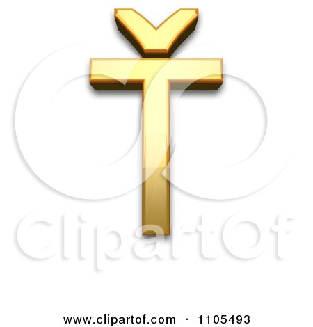 3d Gold  capital letter t with caron Clipart Royalty Free CGI Illustration by Leo Blanchette