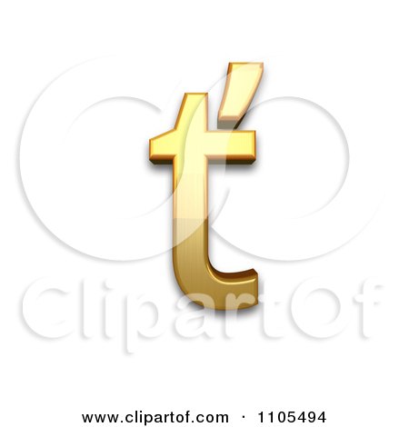 3d Gold  small letter t with caron Clipart Royalty Free CGI Illustration by Leo Blanchette