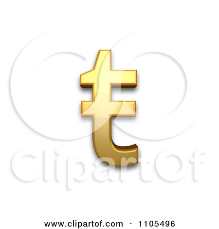 3d Gold  small letter t with stroke Clipart Royalty Free CGI Illustration by Leo Blanchette