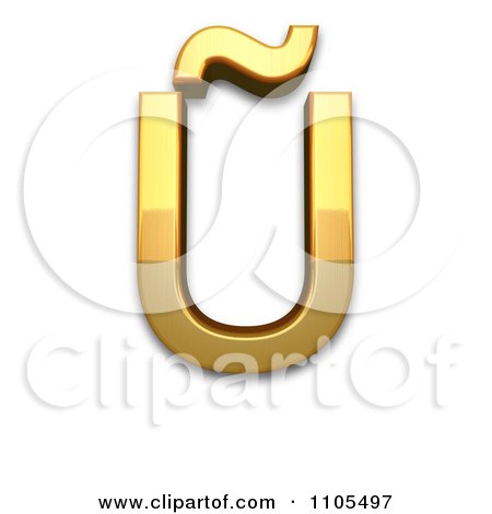 3d Gold  capital letter u with tilde Clipart Royalty Free CGI Illustration by Leo Blanchette