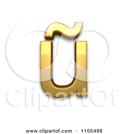 3d Gold  small letter u with tilde Clipart Royalty Free CGI Illustration by Leo Blanchette