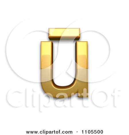 3d Gold  small letter u with macron Clipart Royalty Free CGI Illustration by Leo Blanchette
