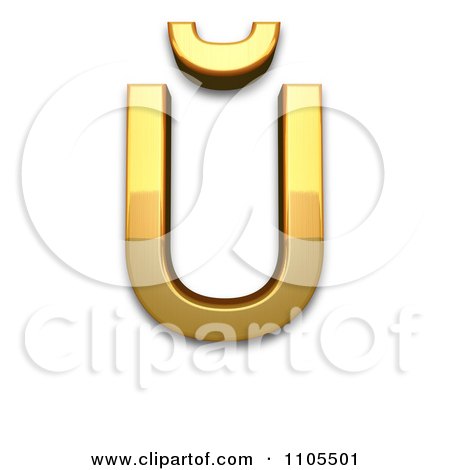 3d Gold  capital letter u with breve Clipart Royalty Free CGI Illustration by Leo Blanchette