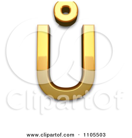 3d Gold  capital letter u with ring above Clipart Royalty Free CGI Illustration by Leo Blanchette