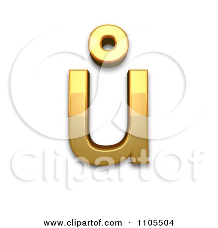 3d Gold  small letter u with ring above Clipart Royalty Free CGI Illustration by Leo Blanchette