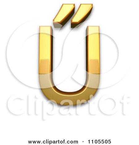 3d Gold  capital letter u with double acute Clipart Royalty Free CGI Illustration by Leo Blanchette