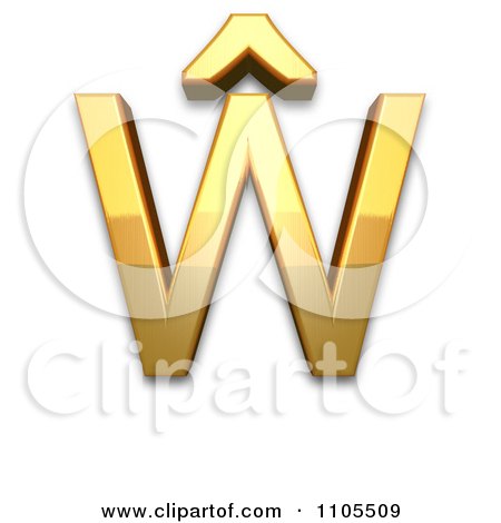 3d Gold  capital letter w with circumflex Clipart Royalty Free CGI Illustration by Leo Blanchette