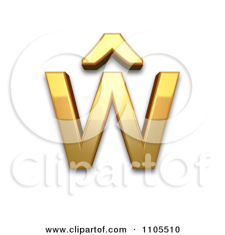 3d Gold  small letter w with circumflex Clipart Royalty Free CGI Illustration by Leo Blanchette