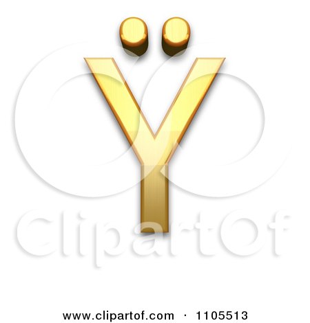 3d Gold  capital letter y with diaeresis Clipart Royalty Free CGI Illustration by Leo Blanchette