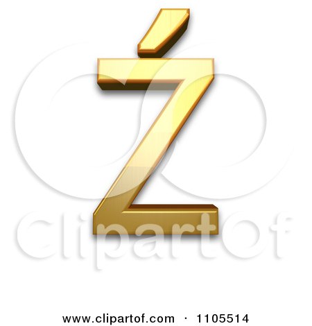 3d Gold  capital letter z with acute Clipart Royalty Free CGI Illustration by Leo Blanchette