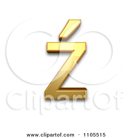 3d Gold  small letter z with acute Clipart Royalty Free CGI Illustration by Leo Blanchette