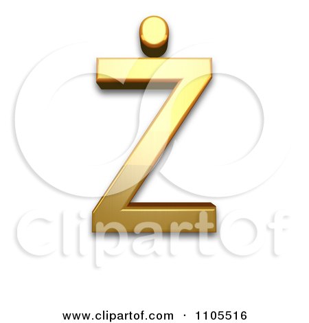 3d Gold  capital letter z with dot above Clipart Royalty Free CGI Illustration by Leo Blanchette
