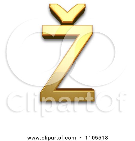 3d Gold  capital letter z with caron Clipart Royalty Free CGI Illustration by Leo Blanchette