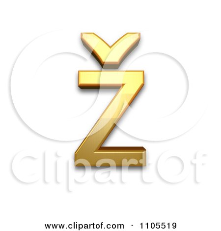 3d Gold  small letter z with caron Clipart Royalty Free CGI Illustration by Leo Blanchette