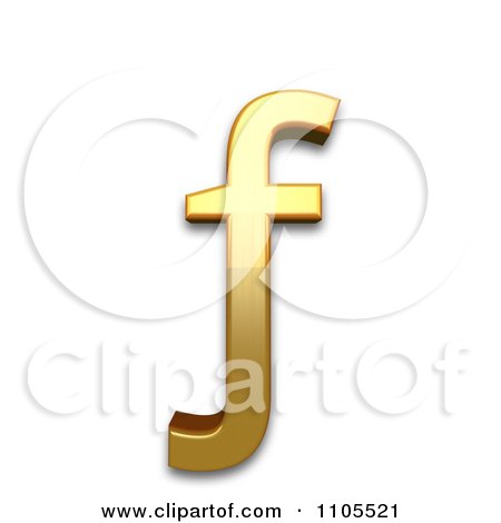 3d Gold  small letter f with hook Clipart Royalty Free CGI Illustration by Leo Blanchette