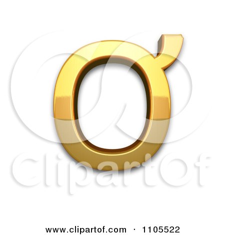 3d Gold  capital letter o with horn Clipart Royalty Free CGI Illustration by Leo Blanchette