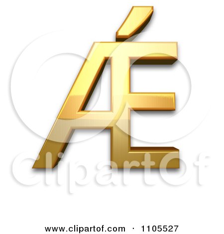 3d Gold  capital letter ae with acute Clipart Royalty Free CGI Illustration by Leo Blanchette