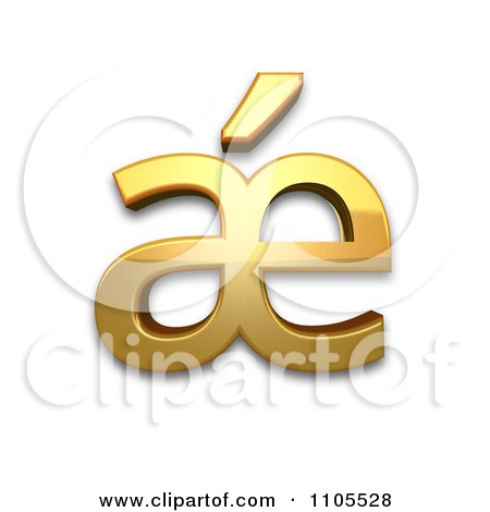 3d Gold  small letter ae with acute Clipart Royalty Free CGI Illustration by Leo Blanchette