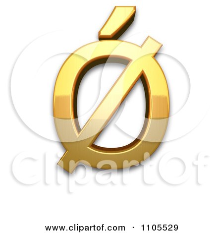 3d Gold  capital letter o with stroke and acute Clipart Royalty Free CGI Illustration by Leo Blanchette