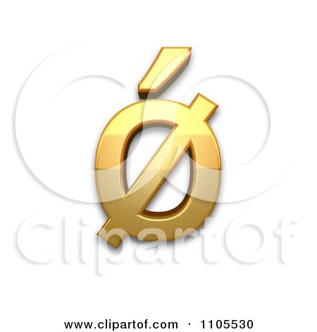 3d Gold  small letter o with stroke and acute Clipart Royalty Free CGI Illustration by Leo Blanchette