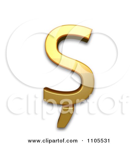 3d Gold  capital letter s with comma below Clipart Royalty Free CGI Illustration by Leo Blanchette