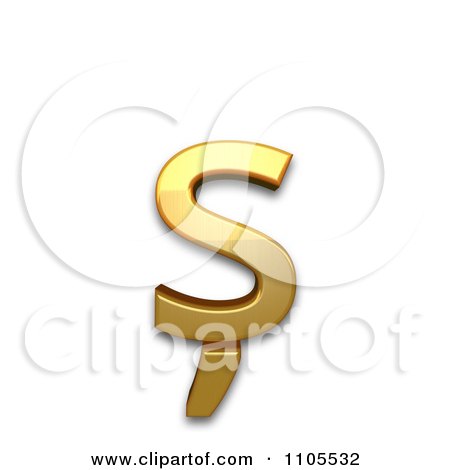 3d Gold  small letter s with comma below Clipart Royalty Free CGI Illustration by Leo Blanchette