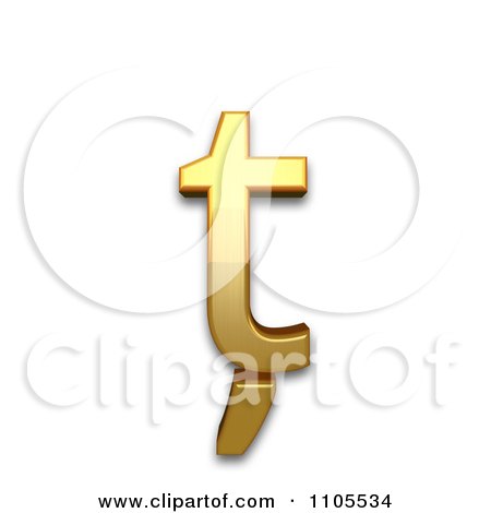 3d Gold  small letter t with comma below Clipart Royalty Free CGI Illustration by Leo Blanchette