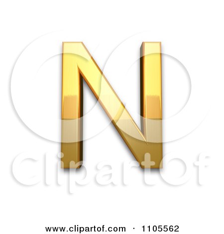 3d Gold greek capital letter nu Clipart Royalty Free CGI Illustration by Leo Blanchette