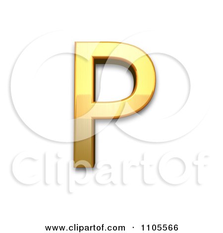 3d Gold greek capital letter rho Clipart Royalty Free CGI Illustration by Leo Blanchette
