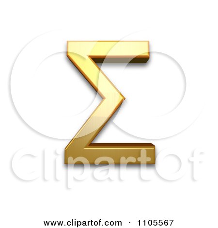 3d Gold greek capital letter sigma Clipart Royalty Free CGI Illustration by Leo Blanchette