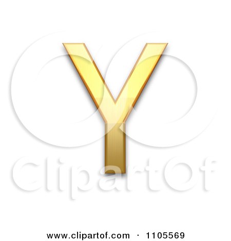 3d Gold greek capital letter upsilon Clipart Royalty Free CGI Illustration by Leo Blanchette