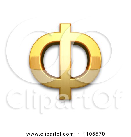 3d Gold greek capital letter phi Clipart Royalty Free CGI Illustration by Leo Blanchette
