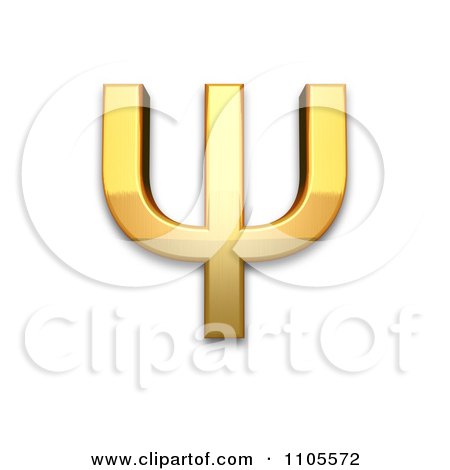 3d Gold greek capital letter psi Clipart Royalty Free CGI Illustration by Leo Blanchette