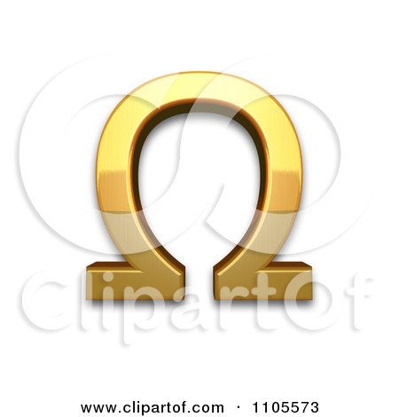 3d Gold greek capital letter omega Clipart Royalty Free CGI Illustration by Leo Blanchette