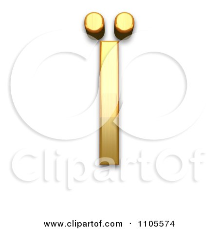 3d Gold greek capital letter iota with dialytika Clipart Royalty Free CGI Illustration by Leo Blanchette
