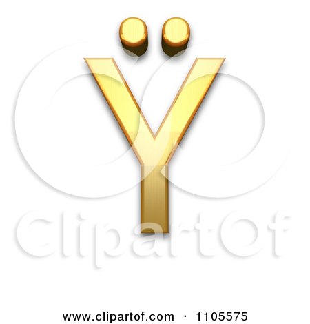 3d Gold greek capital letter upsilon with dialytika Clipart Royalty Free CGI Illustration by Leo Blanchette