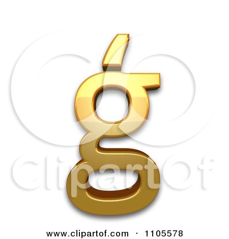 3d Gold  small letter g with cedilla Clipart Royalty Free CGI Illustration by Leo Blanchette