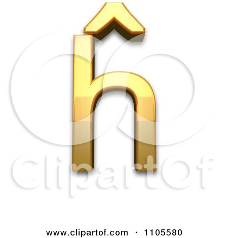 3d Gold  small letter h with circumflex Clipart Royalty Free CGI Illustration by Leo Blanchette