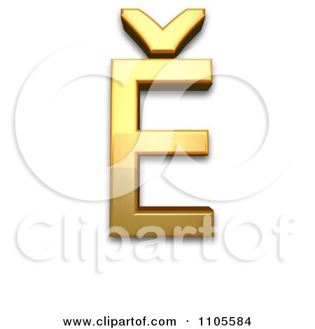 3d Gold  capital letter e with caron Clipart Royalty Free CGI Illustration by Leo Blanchette