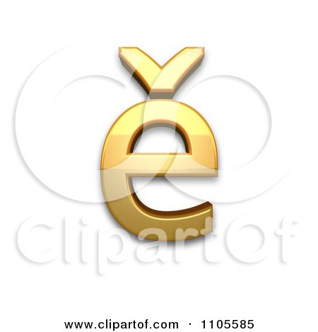3d Gold  small letter e with caron Clipart Royalty Free CGI Illustration by Leo Blanchette