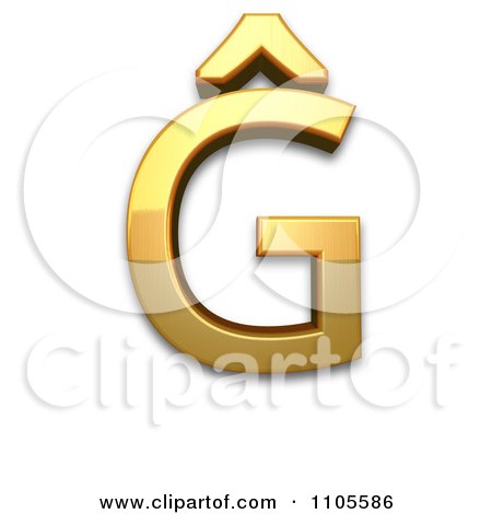 3d Gold  capital letter g with circumflex Clipart Royalty Free CGI Illustration by Leo Blanchette
