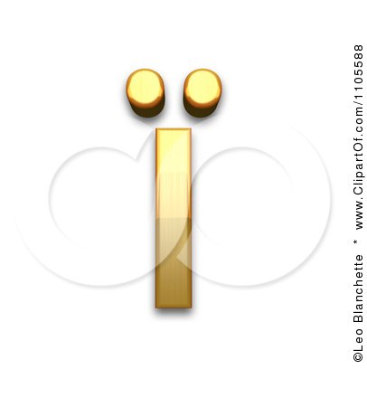 3d Gold  small letter i with diaeresis Clipart Royalty Free CGI Illustration by Leo Blanchette
