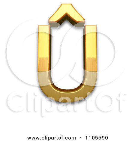 3d Gold  capital letter u with circumflex Clipart Royalty Free CGI Illustration by Leo Blanchette