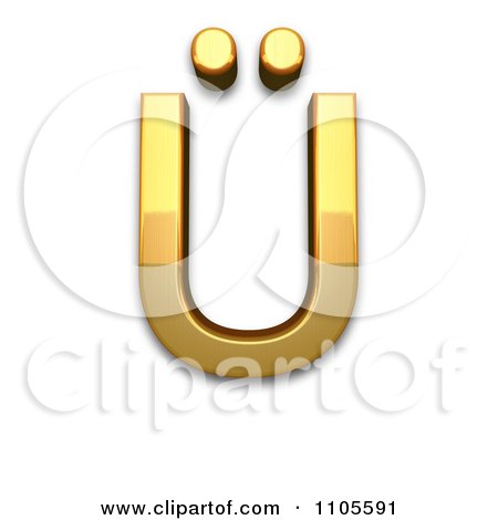 3d Gold  capital letter u with diaeresis Clipart Royalty Free CGI Illustration by Leo Blanchette