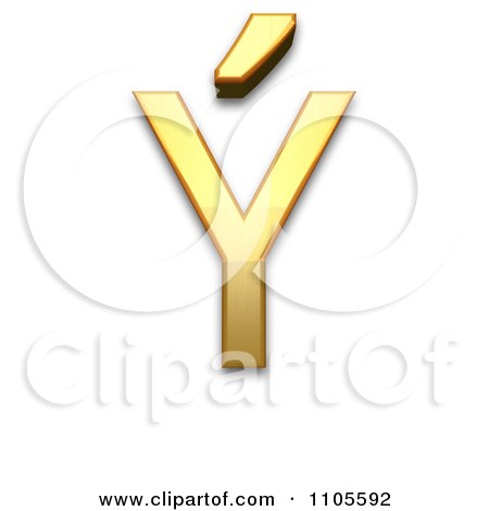 3d Gold  capital letter y with acute Clipart Royalty Free CGI Illustration by Leo Blanchette