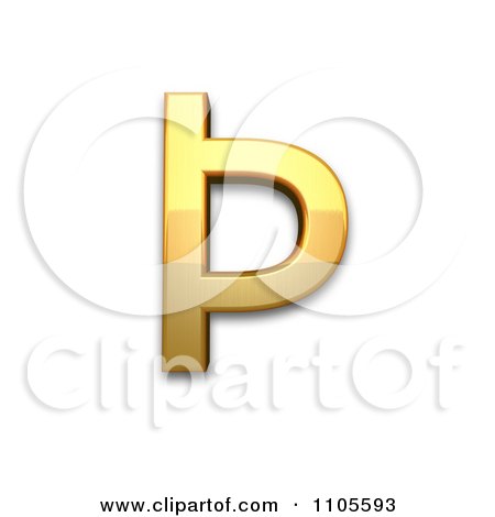 3d Gold  capital letter thorn Clipart Royalty Free CGI Illustration by Leo Blanchette