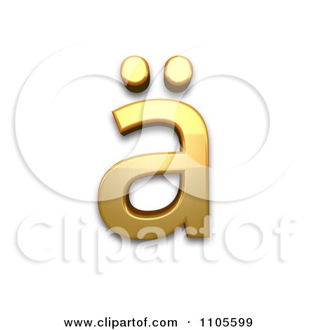 3d Gold  small letter a with diaeresis Clipart Royalty Free CGI Illustration by Leo Blanchette